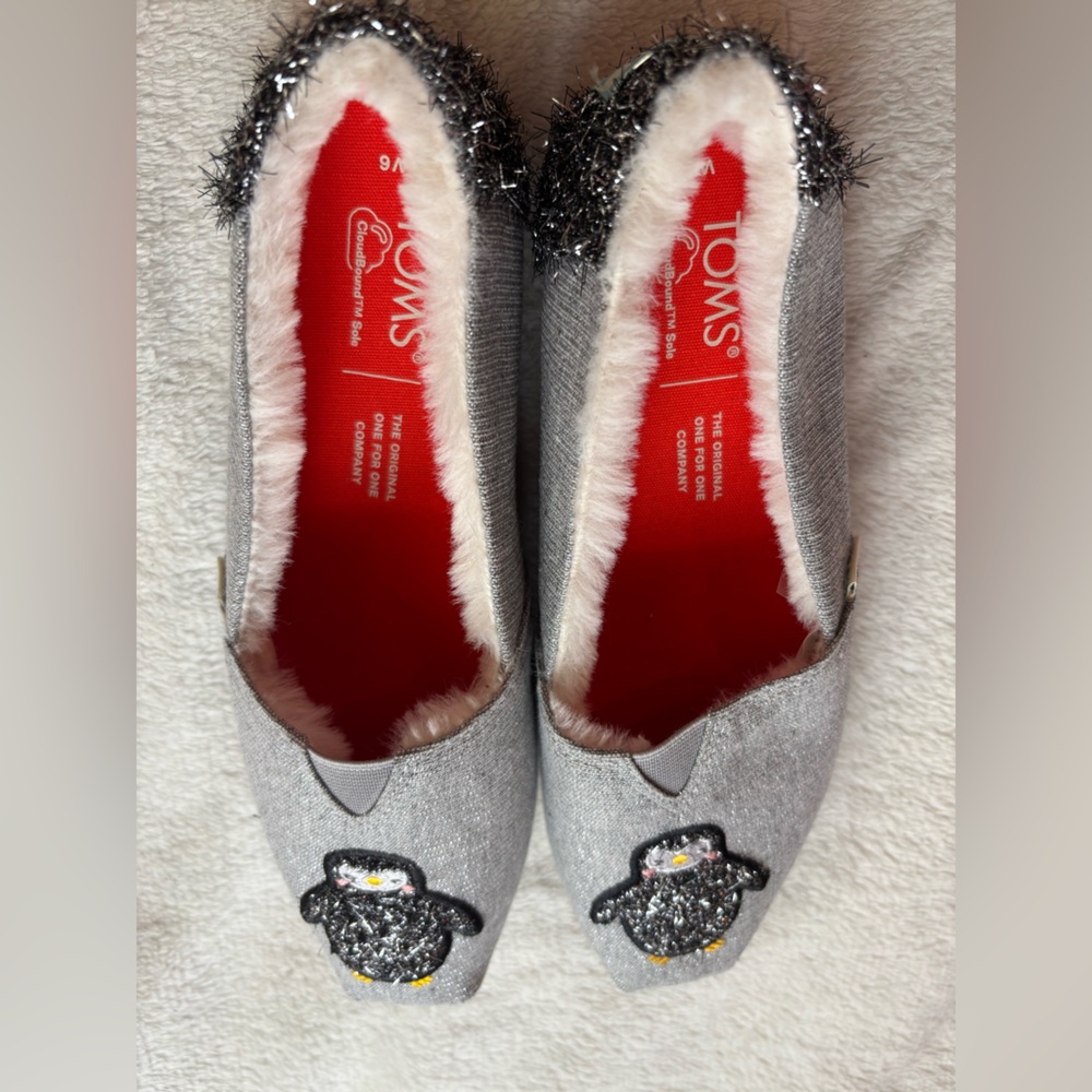 TOMS Gray Penguin Embellished Women's Shoes